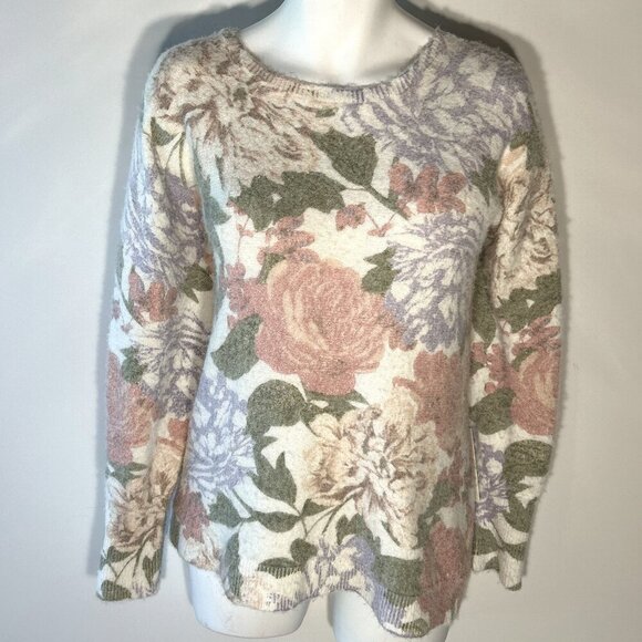 Joie Anthropologie NWT Pastel Floral Sweater Soft Cottage Romantic Art to Wear - Picture 1 of 10